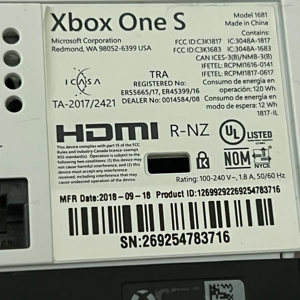 White One S Console